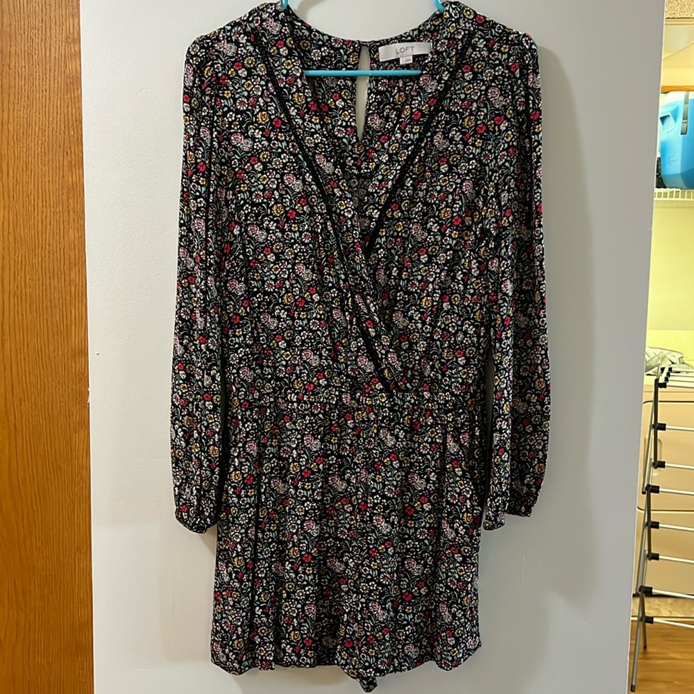 Ann Taylor LOFT Multicolor Floral Garden Wrap Romper